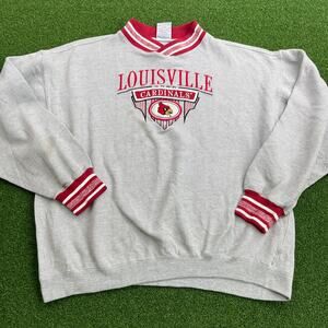 Vintage 1990s Midwest Embroidery Louisville Cardinals Ribbed Sweatshirt Sz XL
